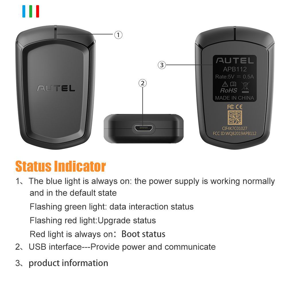 Autel APB112 Smart Key Simulator Unidade Principal e Cabo USB Conjunto para IM608 IM508