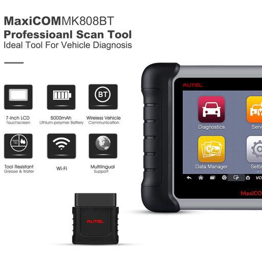 Autel MaxiCOM MK808BT OBD2 Instrumento de Digitalização de Diagnóstico ABS SRS EPB DPF BMS SAS TPMS IMMO MK808 Code Reader