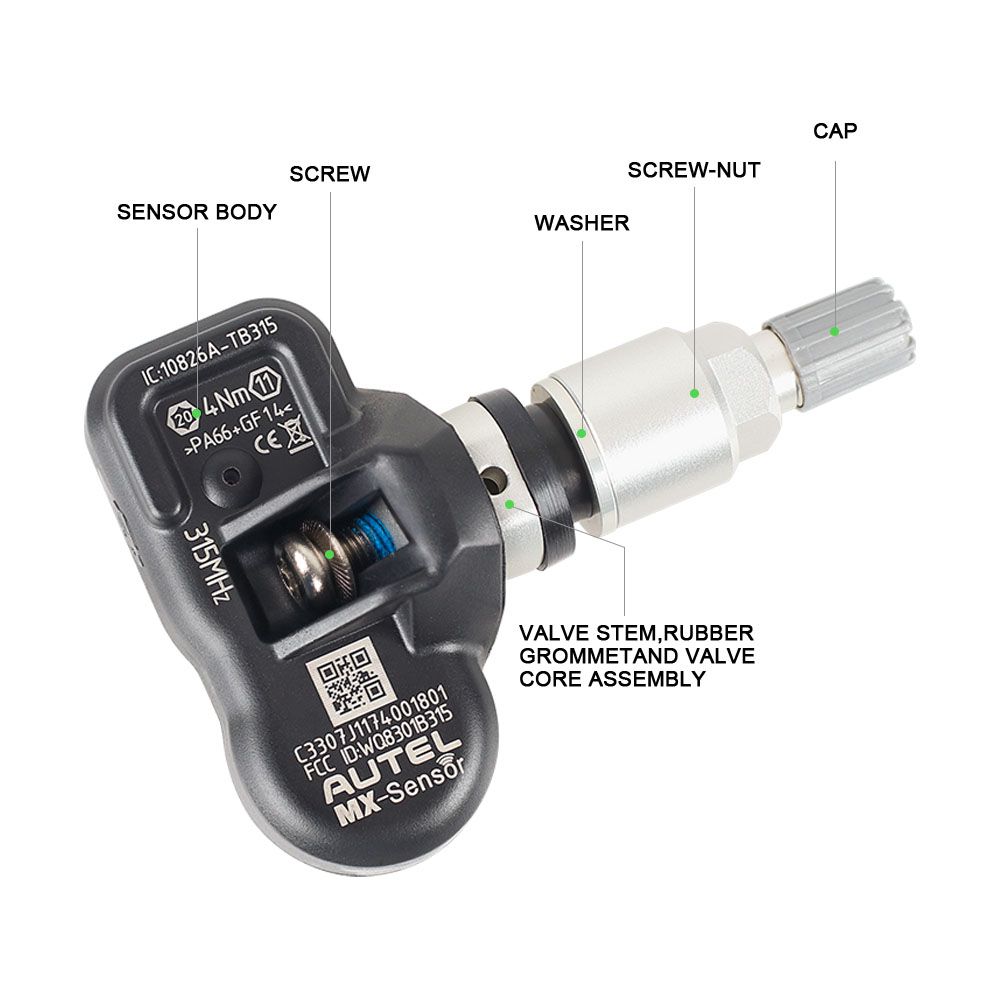 Autel MX -Sensor 433MHZ /315MHZ Sensor de TPMS Universal Programável especialmente construído para sensor de pressão DOS pneus