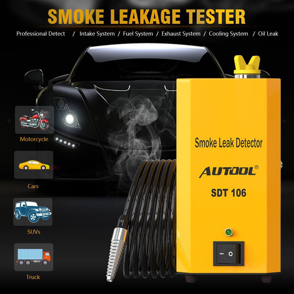 AUTOOL SDT-106 Diagnostic Leak Detector de Pipe Systems for Motorcycle/Cars/SUVs/Truck Smoke Leakage Test