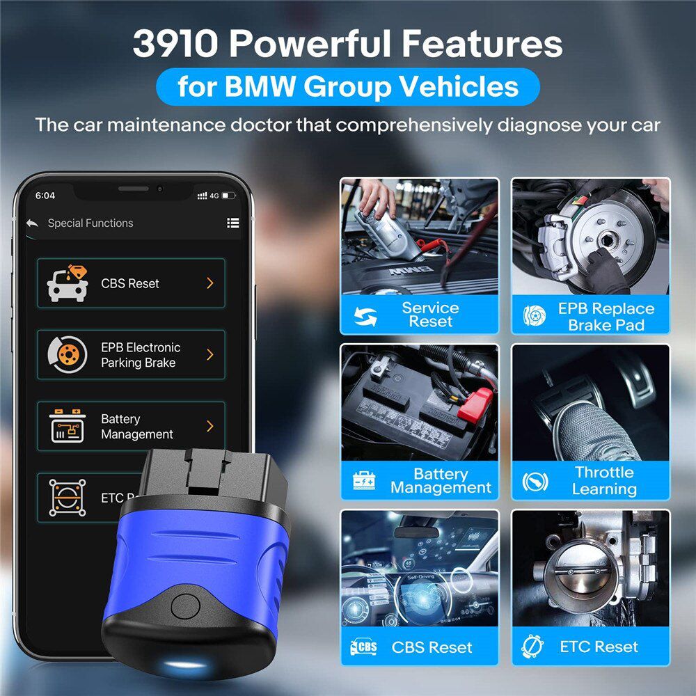 AUTOPHIX 3910 Bluetooth OBD2 Scanner para BMW/MINI/Rolls Royce Ferramenta de Verificação de Diagnóstico Do Carro EPB CBS ETC Battery Check Throttle