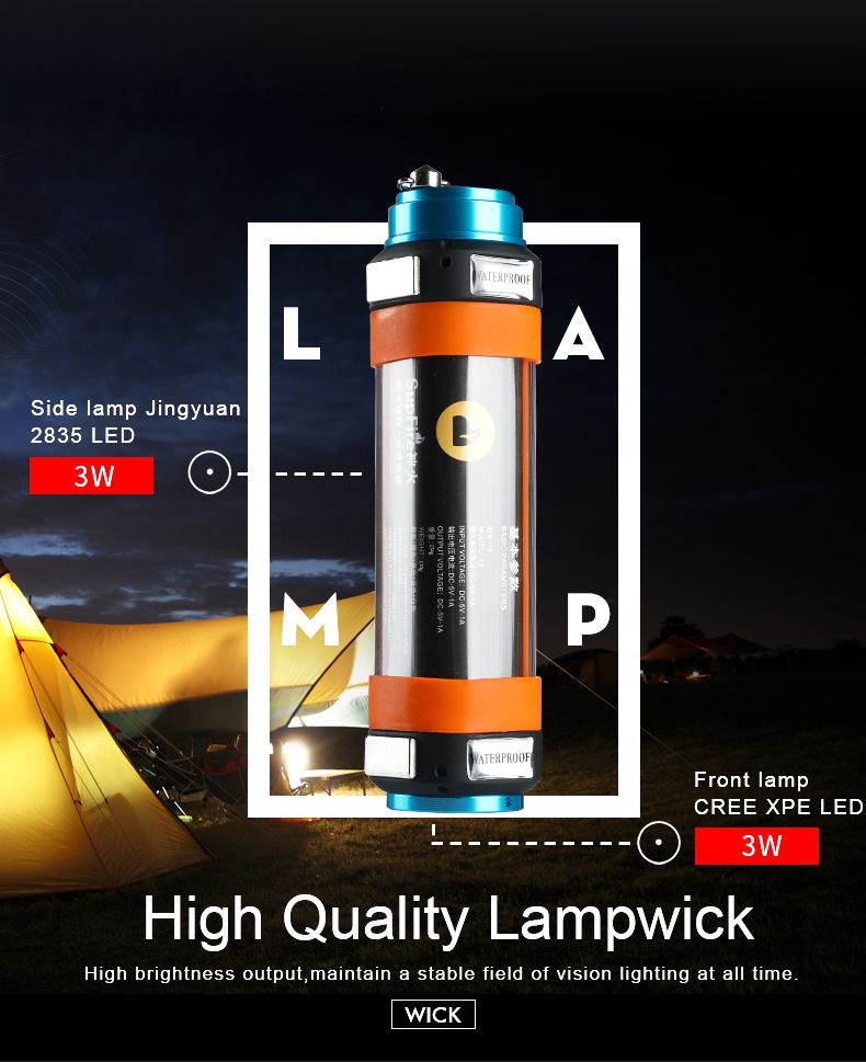 Camping LED Light T2 Flashlight Hand Lamp Tent Light Work Lamp