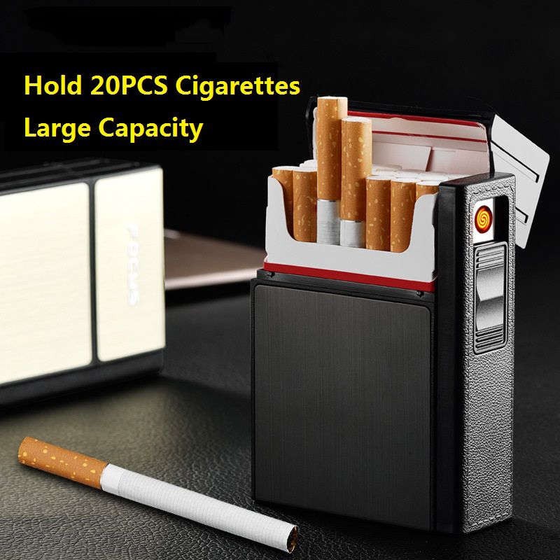 CC035A Brand New Detachable Metal Cigarette Case with USB Rechargable Eletronic Lighter
