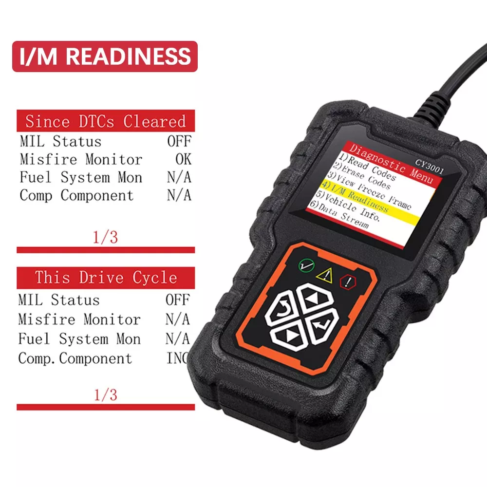 Código de falha do leitor de código CY3001 OBD2 clara EOBD OBD 2 ferramenta de diagnóstico do carro da exibição digital do sensor O2 da bateria do motor do leitor