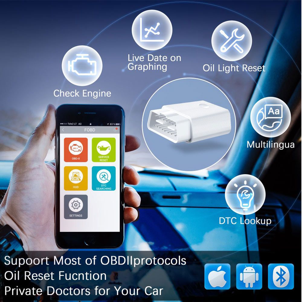 FCAR FVAG Scan Tool Full-system Diagnosis Tool Full Function OBDII Scanner for Android +IOS Phone