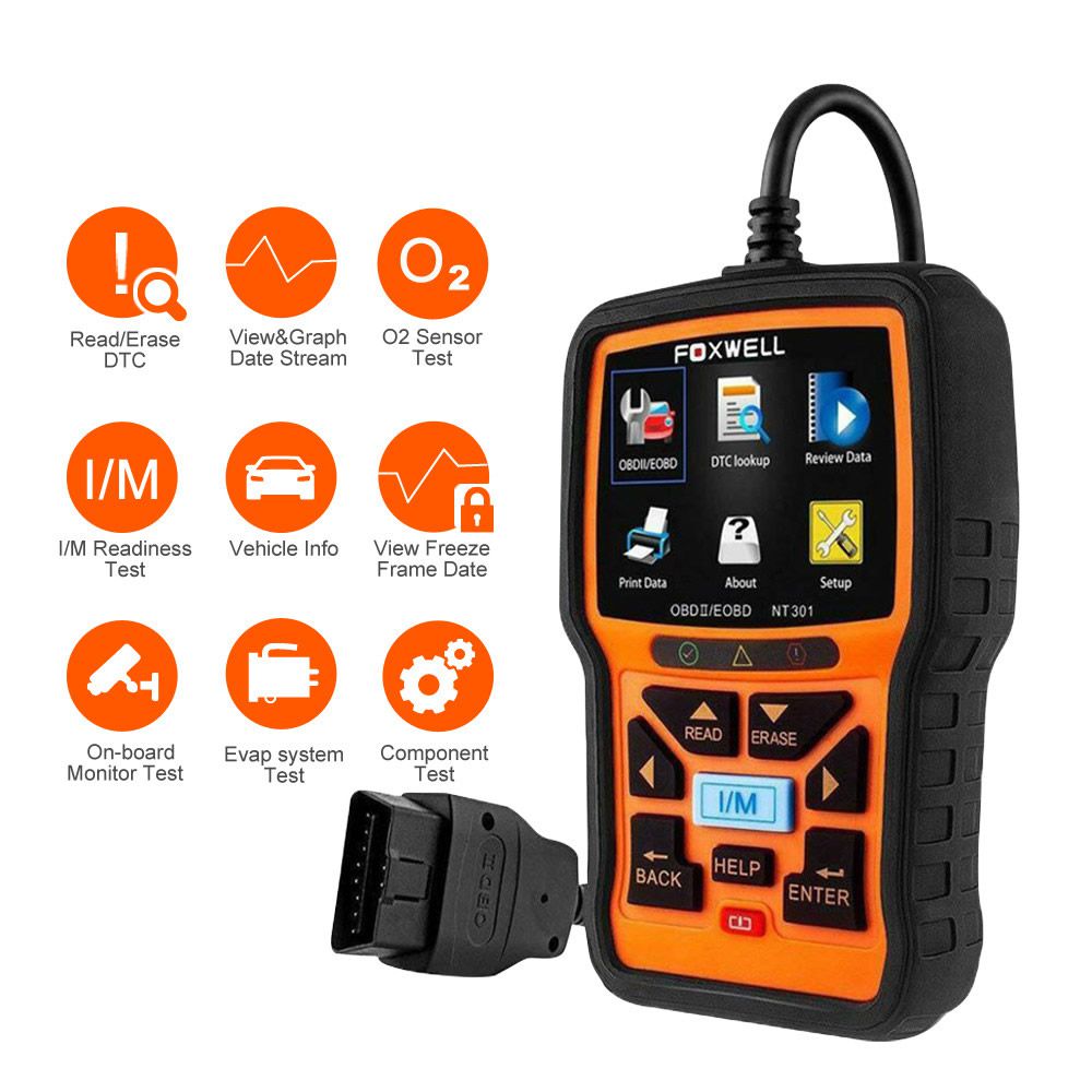 Foxwell NT301 CAN OBDII /EOBD Code Reader Support Multi -Languagens
