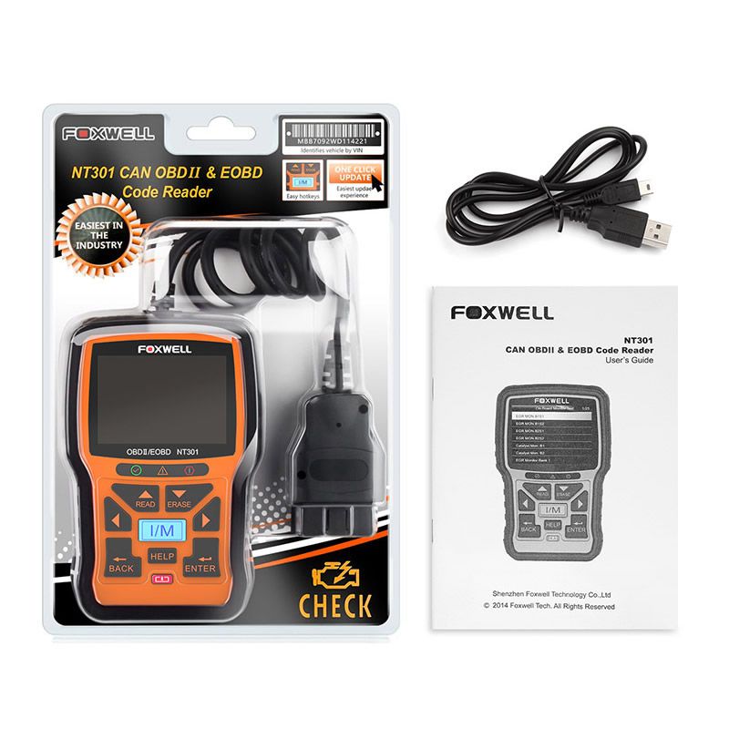 Foxwell NT301 CAN OBDII /EOBD Code Reader Support Multi -Languagens