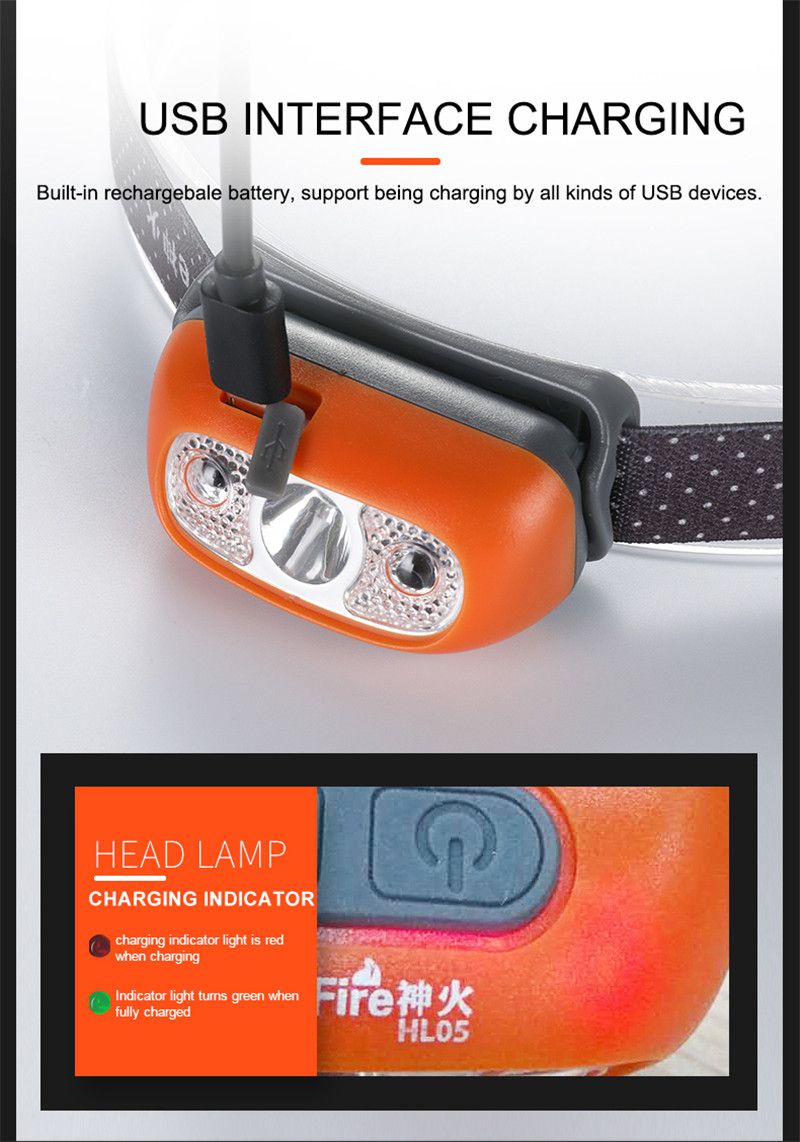 Farol USB Lanterna LED HL05 Flashlight recarregável