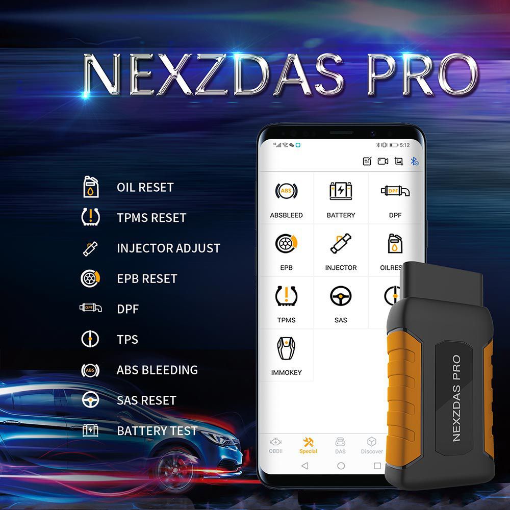 Humzor NexzDAS Pro Full-system OBD2 Bluetooth Auto Diagnóstico Ferramenta com Funções Especiais