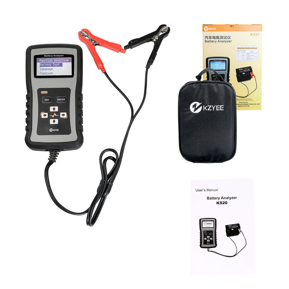 KZYEE KS20 Battery Analyzer for 12 /24V Cars 100 -1700 CCA Automotive Battery Load Test Cranking and Charging System Diagnostic Tool