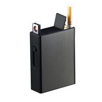 Caixa de Cigarros Metal Cigarette Case Full Pack 20 Regular Cigarros com Luz electrónica SEM Luz SEM Chamas USB Recarregável