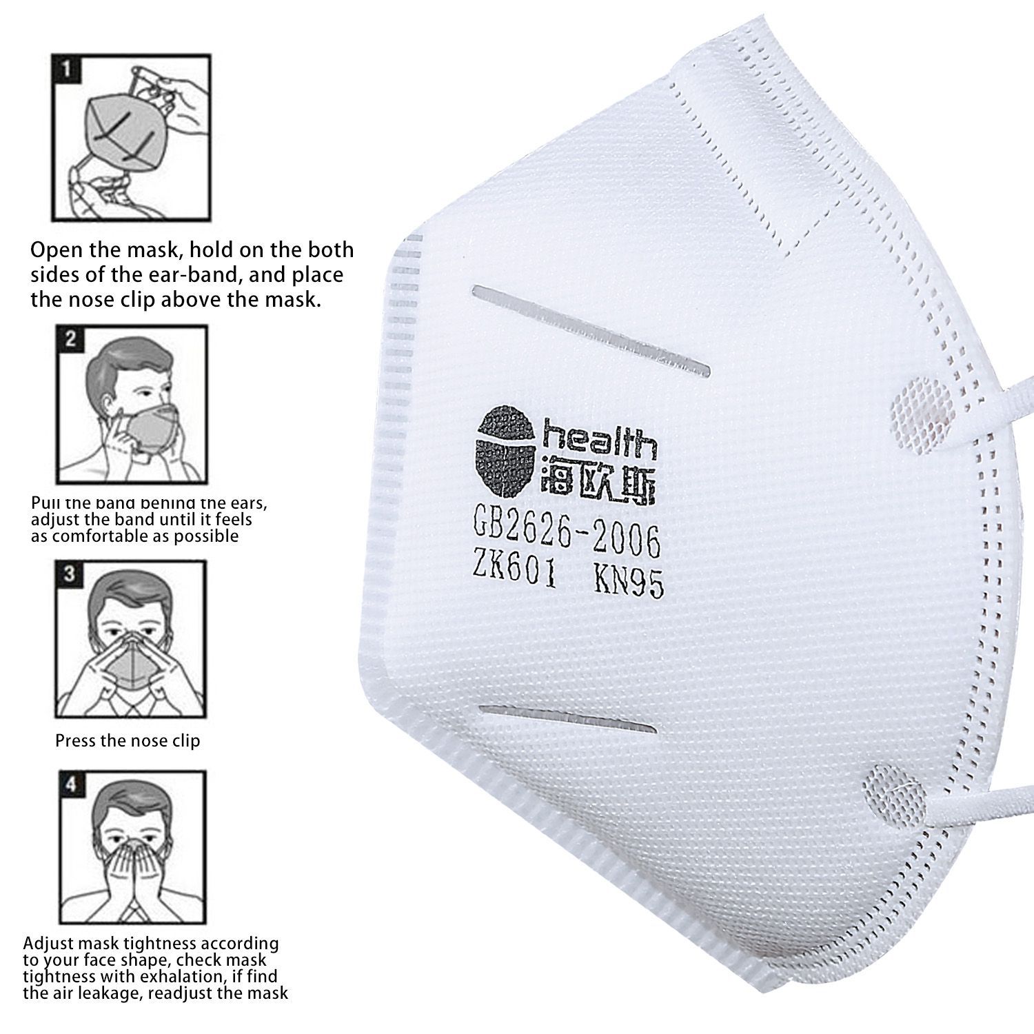 KN95 Máscaras com dois PCs Filtro Papel - máscara Da Boca de protecção - Saco selado- Capa protectora Da máscara de pó Filtro Da Boca