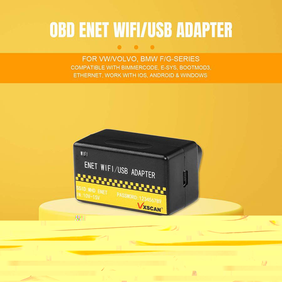 2023 OBD ENET WIFI/USB Adapter DOIP For VW/VOLVO BMW F/G-series Compatible with BimmerCode E-SYS Bootmod3 Ethernet Work with iOS Android & Windows