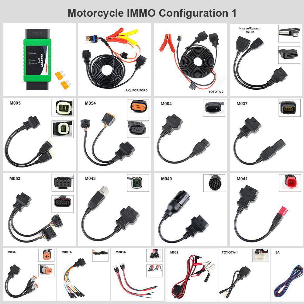 OBDSTAR MOTO IMMO Kits Motorcycle Full Adapters Configuração 1 para X300 DP Plus X300 Pro4