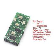 Toyota Smart Card Board 5 Buttons 433.92MHZ Number 271451 -0780 -Eur