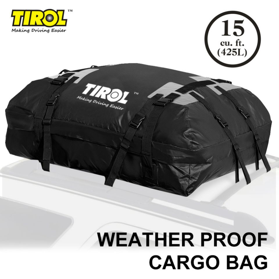 TIROL T24528a “Telhado à Prova de água ” Top Carrier Cargo Luggage Travel Bag (15 Cubic Feet) para veículos com Roof Rails