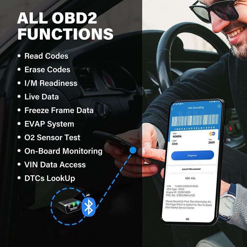 Topdon SmartDiag Mini OBD2 Bluetooth Scanner Automotivo OBD2 Ferramenta de Diagnóstico Do Carro TPMS SRS Immo Key Code Reader PK Thinkcar Autel