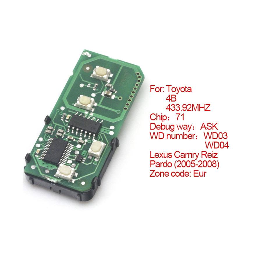 Smart Card Board 4 Buttons 433.92MHZ Number:271451 -0140 -Eu for Toyota