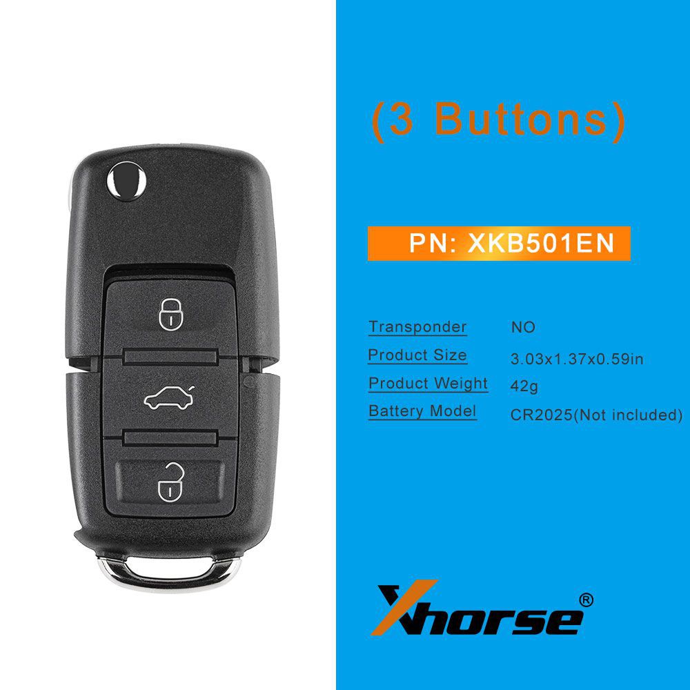 5pcs /lote Xhorse Volkswagen B5 Style Remote Key 3 Buttons Board X001 -01
