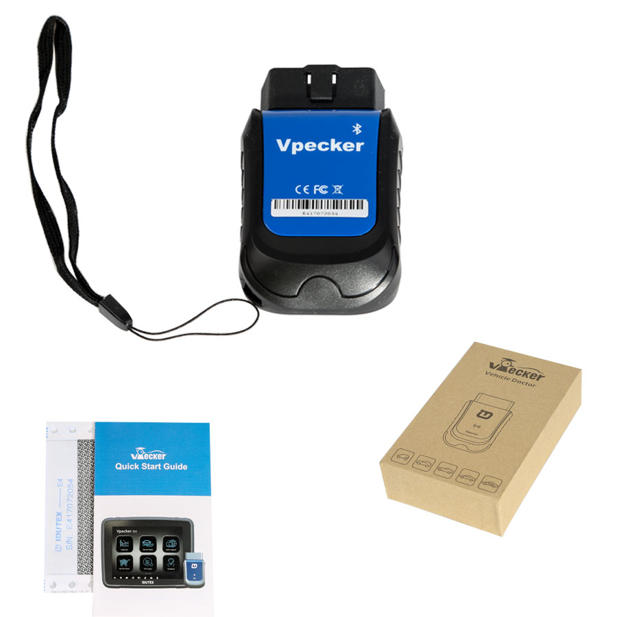 VPECKER E4 Phone Bluetooth Full System OBDII Scan Tool for Android Support ABS Bleeding /Battery /DPF /EPB /Injector /Oil Reset /TPMS