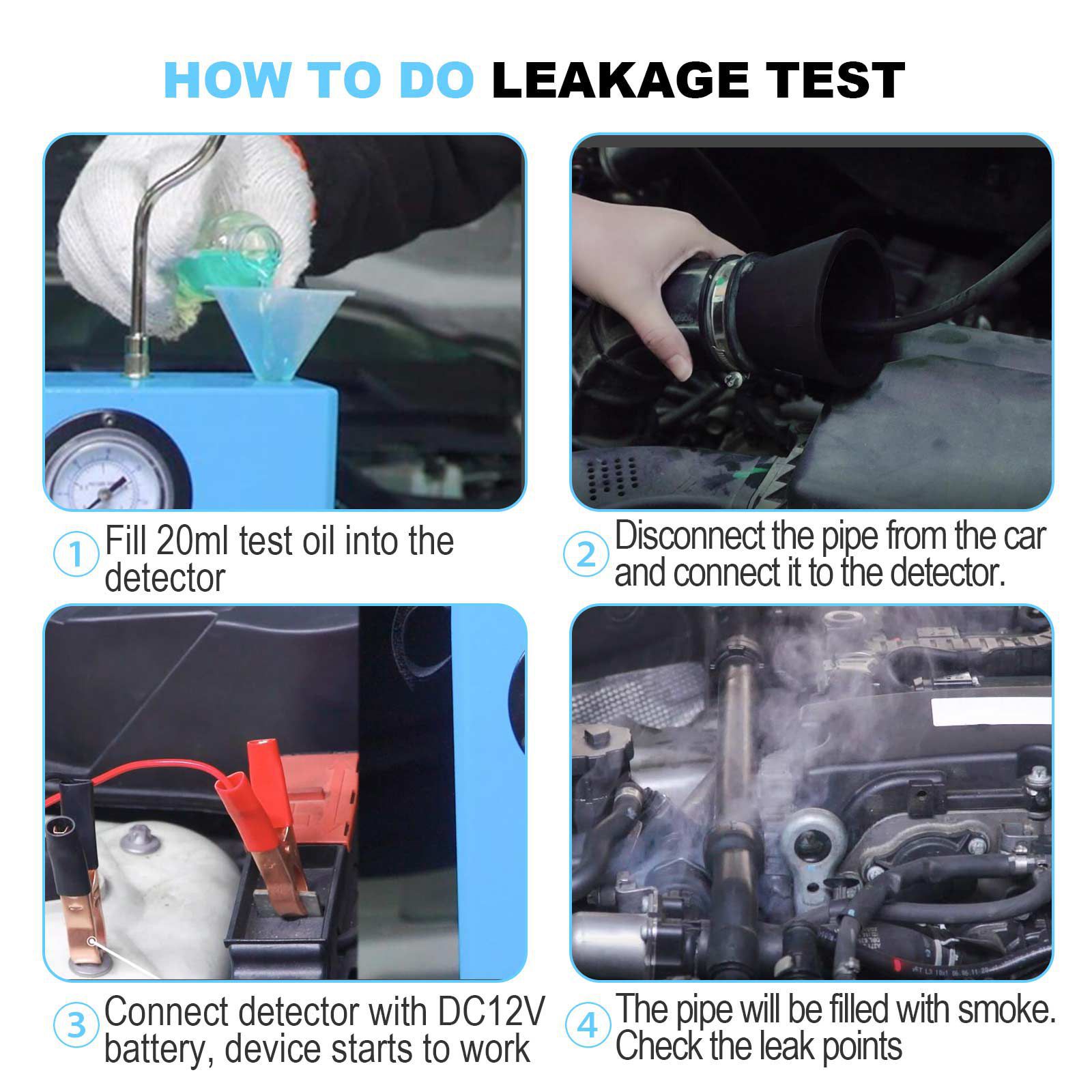 VXSCAN V4 Detector de Vazamento de Fumaça Automotive Detector de Vazamento Da Máquina de Fumaça Do Vácuo Verificador Diagnóstico