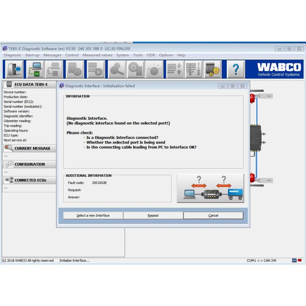 Software de Diagnóstico Wabco TEBS-E 5.50 + PIN Calculator Suporte ao serviço de instalação Inglês e Alemão Russo Lauguage