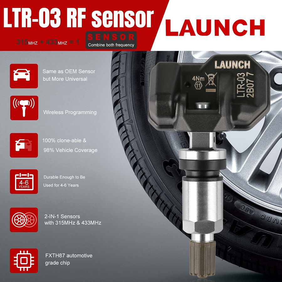 Lançamento LAUNCH LTR-03 RF Sensor 315MHz & 433MHz Metal & Borracha