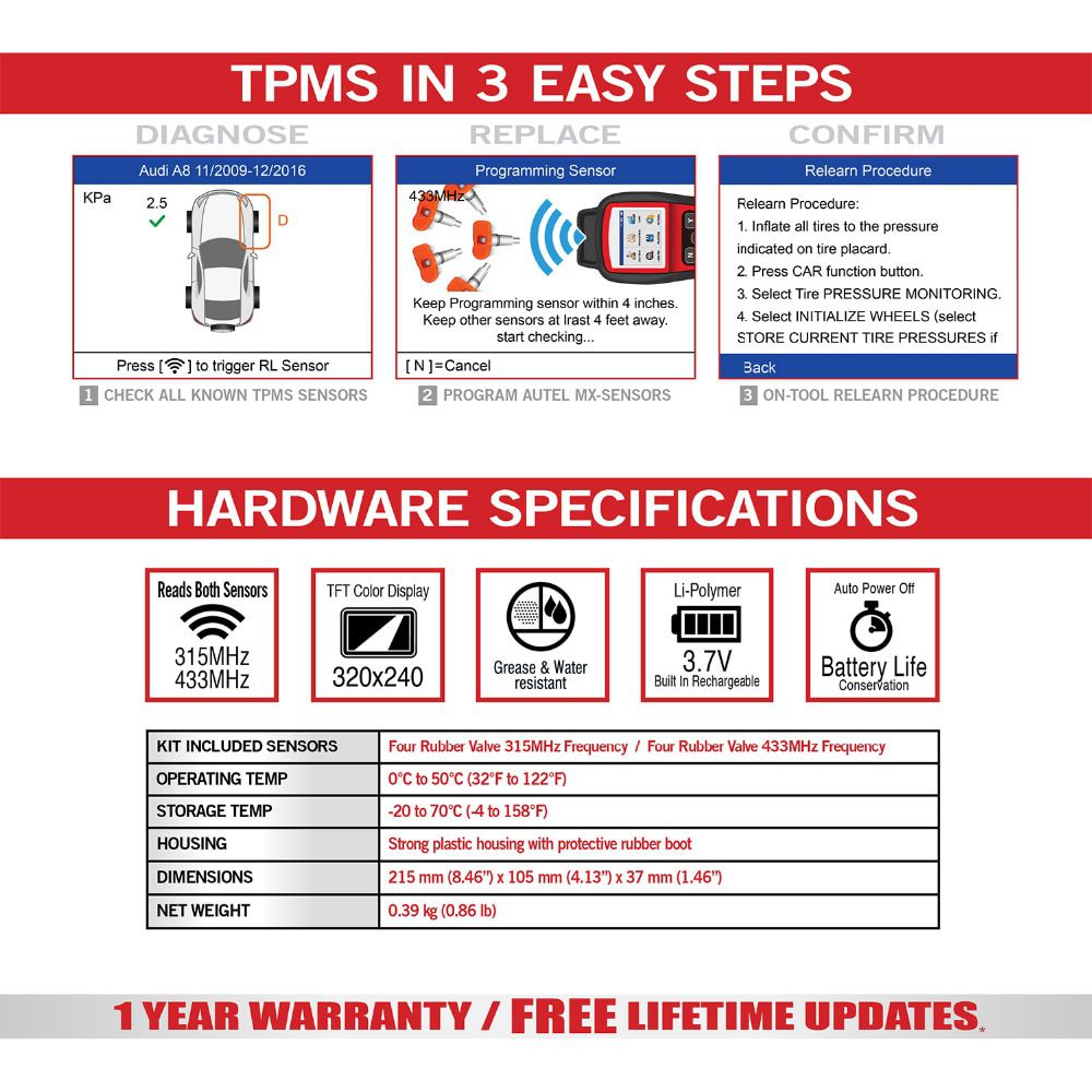 Autel TS508K Ferramenta de Serviço TPMS Premium