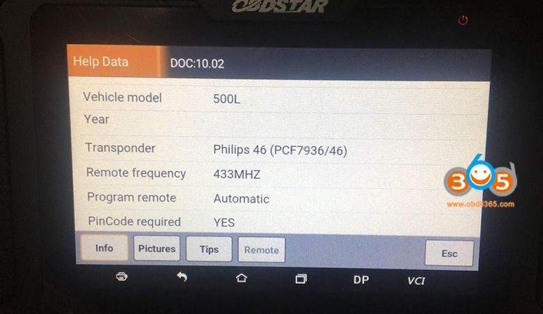 Informações do dispositivo OBDSTAR X300 PRO4