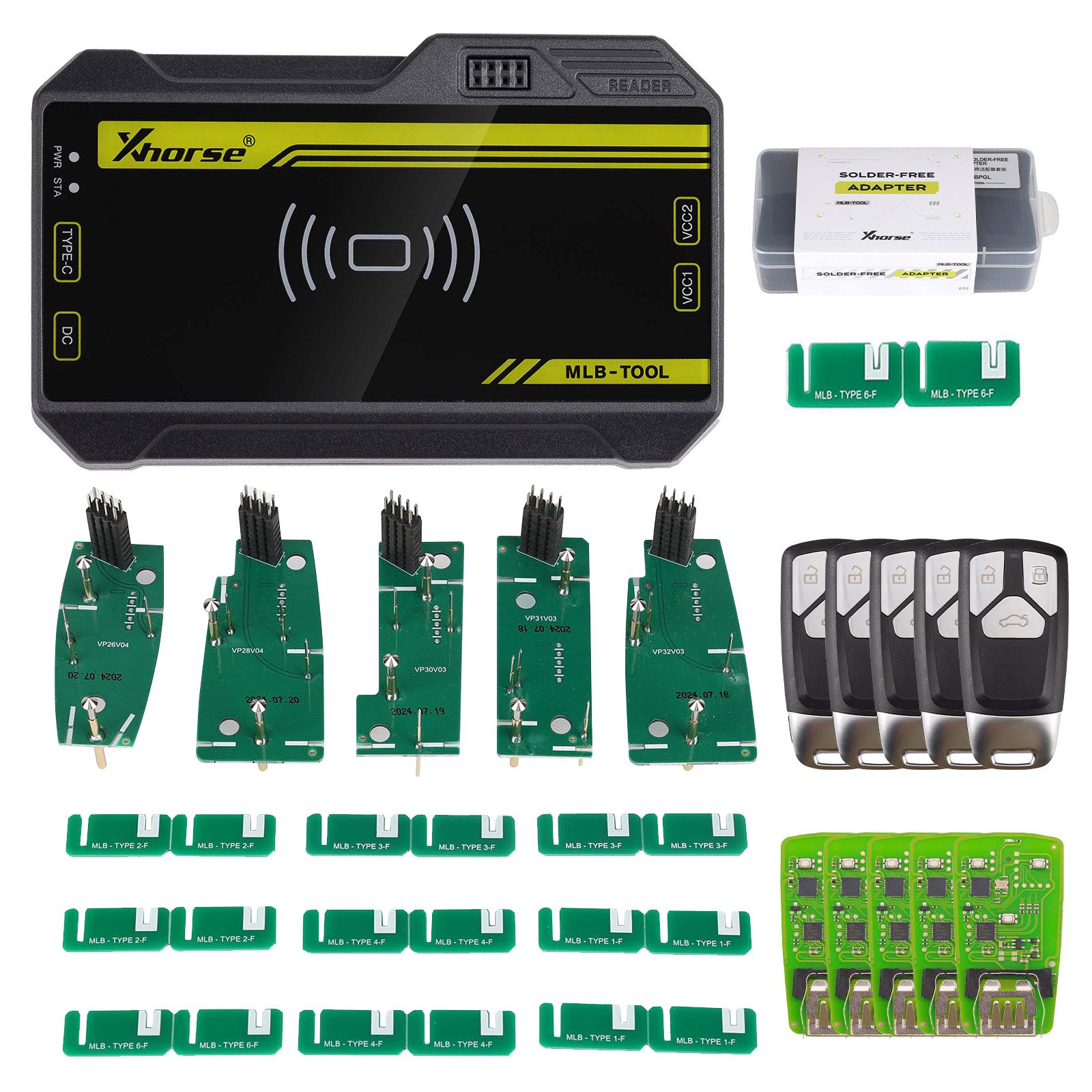 Xhorse VVDI MLB TOOL XDMLB0 Programador chave com adaptador livre de solda XDMLBPGL Kit e XSMA41EN Audi estilo MLB 3 botões chave