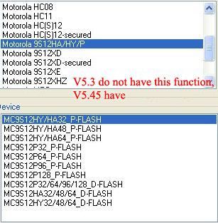 Exibição de funções Xprog -m V5.45 4