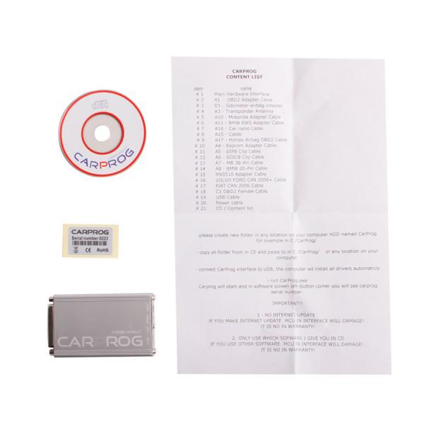 Carprog Full V10.93 com 21 Adapter Support Airbag Reset, Dash, IMMO, MCU /ECU