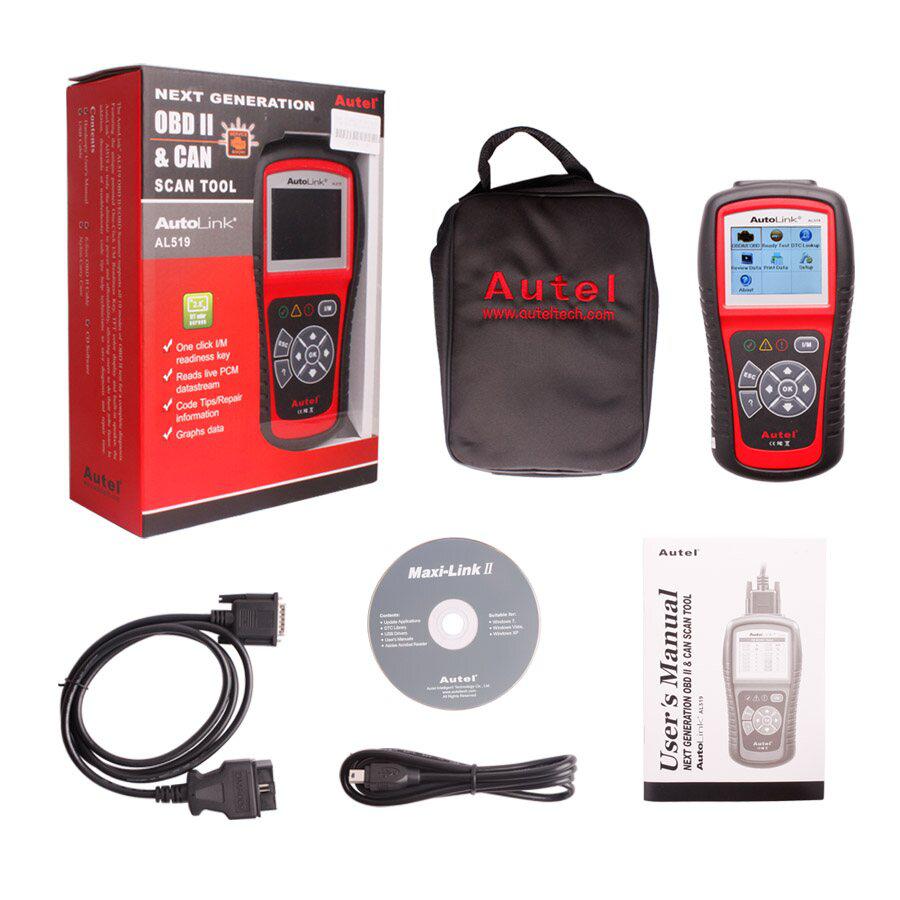 Autel AutoLink Original AL519 OBD -II E CAN Scanner Tool Multi -Linguagens