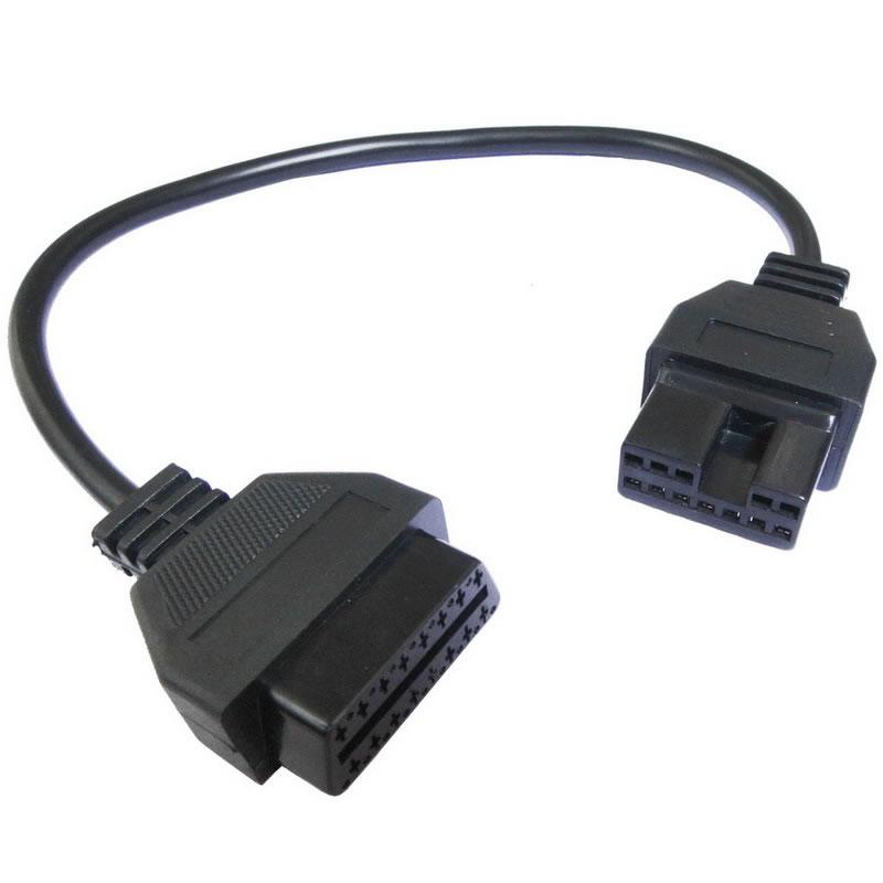 12Pin OBD2 Connector Adapter para Mitsubishi Auto Diagnostic Tool -Black Head