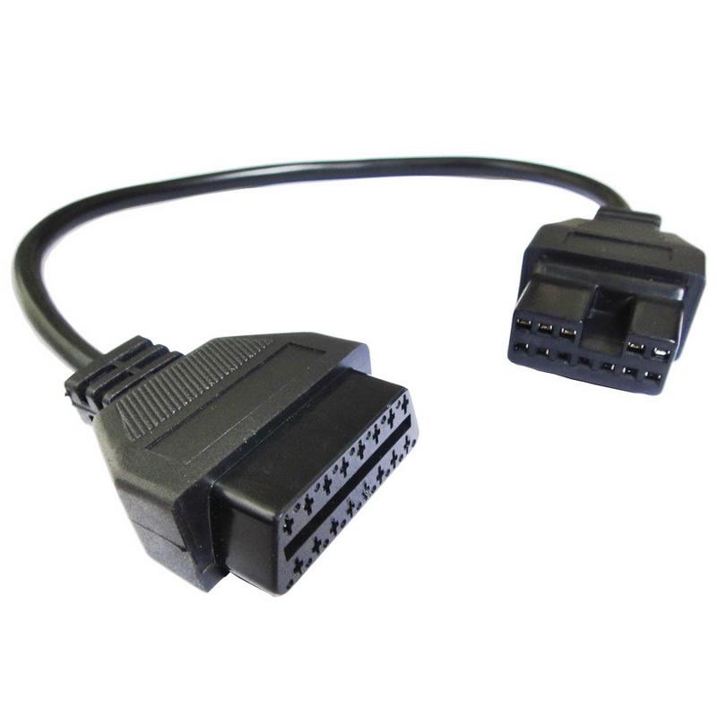 12Pin OBD2 Connector Adapter para Mitsubishi Auto Diagnostic Tool -Black Head