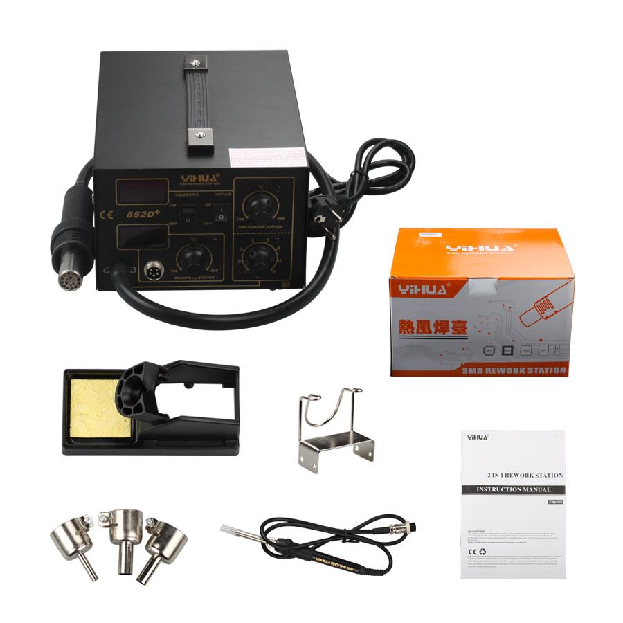 SMD 2in1 852D + Rework Soldering Station Air Gun Iron With Spare Parts