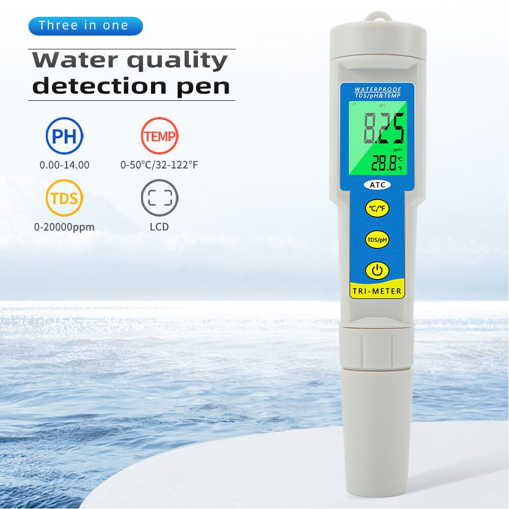 3 in 1 PH/TDS/Temperature Meter LCD Display 0.01 ATC Water Quality Acidometer for Drinking Water Aquariums PH Tester