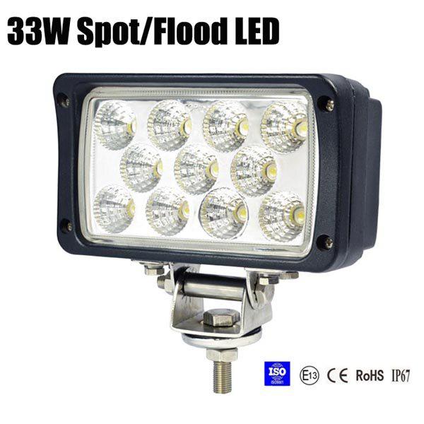 33W Spot /Flood LED Work Light OffRoad Jeep Boat Truck IP67 12V 24V White