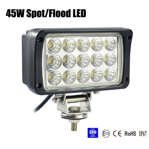 45W Spot /Flood LED Work Light OffRoad Jeep Boat Truck IP67 12V 24V White