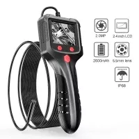Câmera de endoscópio industrial portátil de 5,5 milímetros com 2,4 polegadas IPS tela IP67 HD inspeção Borescope 6 motor de veículo LED ajustável