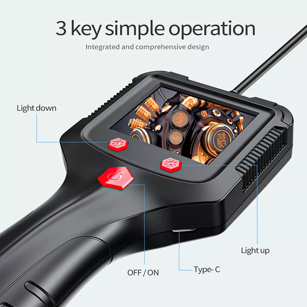 Câmera de endoscópio industrial portátil de 5,5 milímetros com 2,4 polegadas IPS tela IP67 HD inspeção Borescope 6 motor de veículo LED ajustável