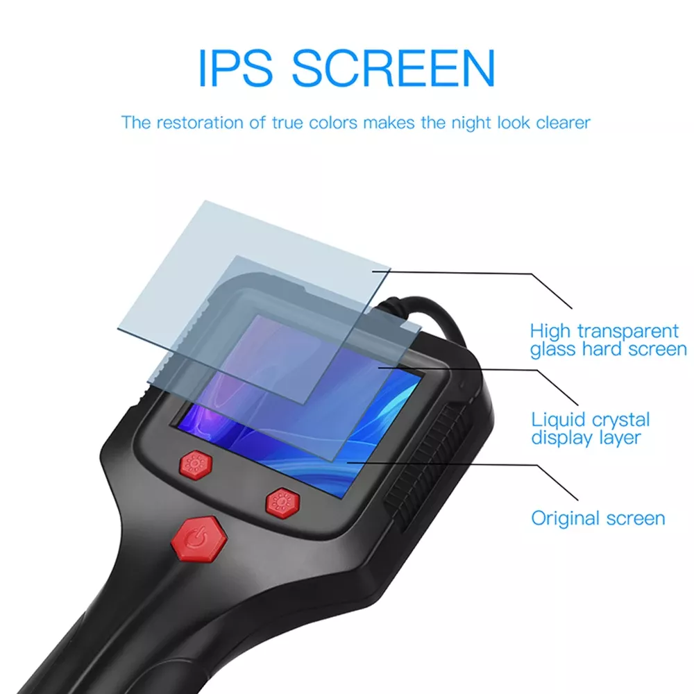 Câmera de endoscópio industrial portátil de 5,5 milímetros com 2,4 polegadas IPS tela IP67 HD inspeção Borescope 6 motor de veículo LED ajustável