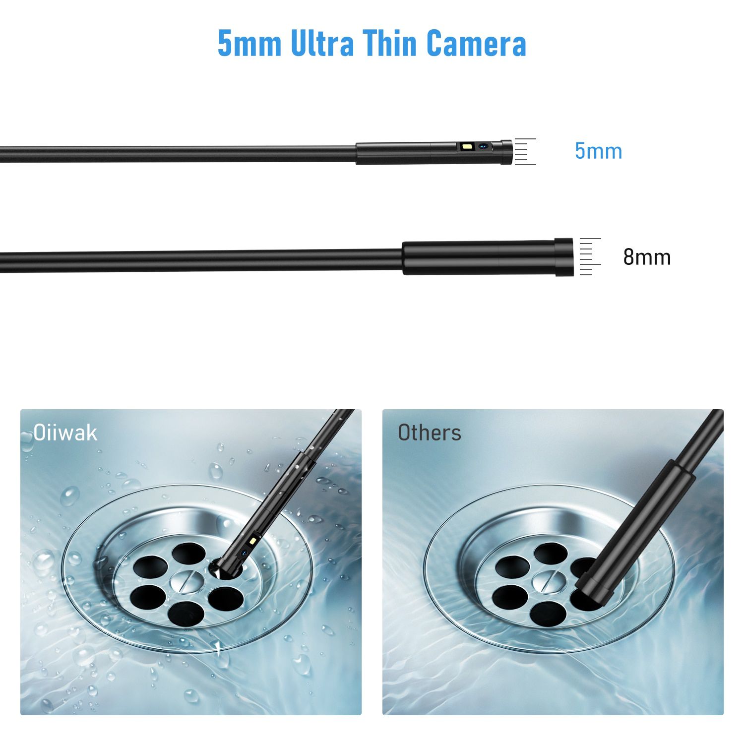 5 mm Dual Lens Endoscópio Mini Camera 5.18 "IPS 1080P IP67 Waterproof Snake Inspection Endoscópio Camera 32GB Esgoto Encanamento
