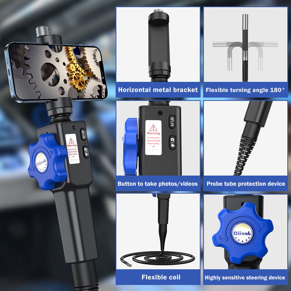8.5MM Car Endoscópio Câmera de inspeção de endoscópio industrial de direção de 180 graus para carro 8 LED para iPhone Android PC