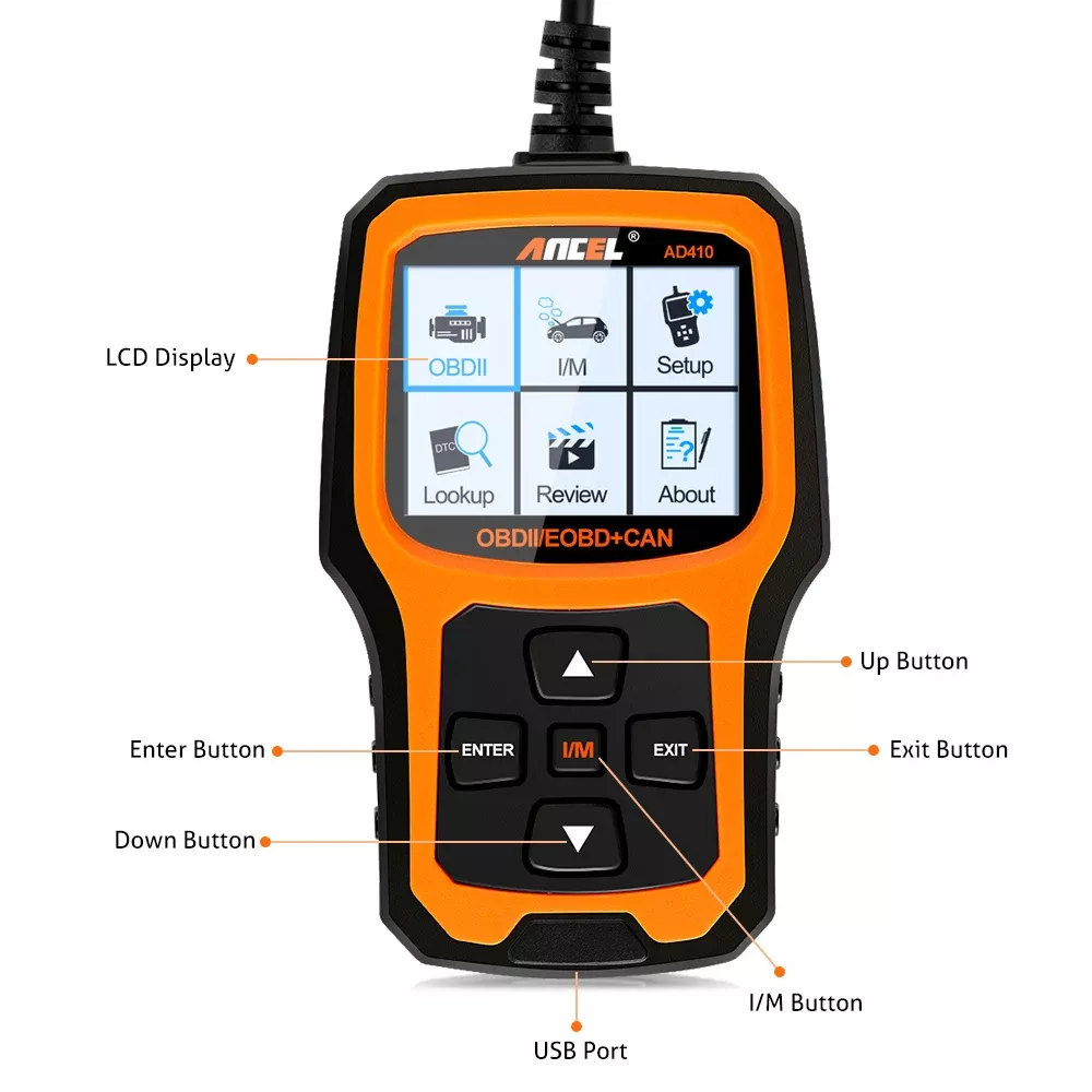 Ancel AD410 OBD2 Scanner Ferramenta de diagnóstico do carro automóvel ODB2 Leitor de código apaga os códigos de erro Scanner OBD 2 do motor de várias línguas