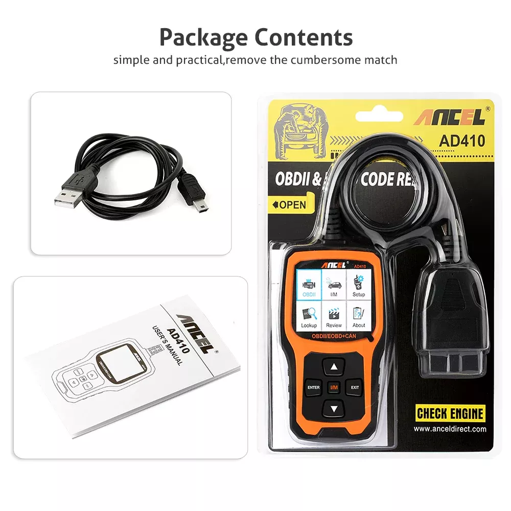 Ancel AD410 OBD2 Scanner Ferramenta de diagnóstico do carro automóvel ODB2 Leitor de código apaga os códigos de erro Scanner OBD 2 do motor de várias línguas