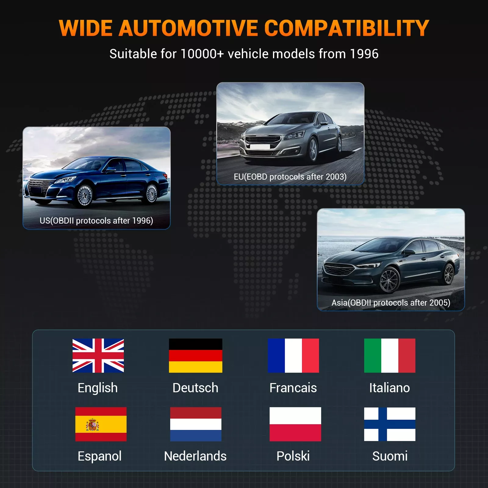 ANCEL AS100 OBD2 leitor de código do veículo do leitor de falha de luz do motor verifica a ferramenta de varredura diagnóstica completa EOBD/OBDII/CAN para BMW