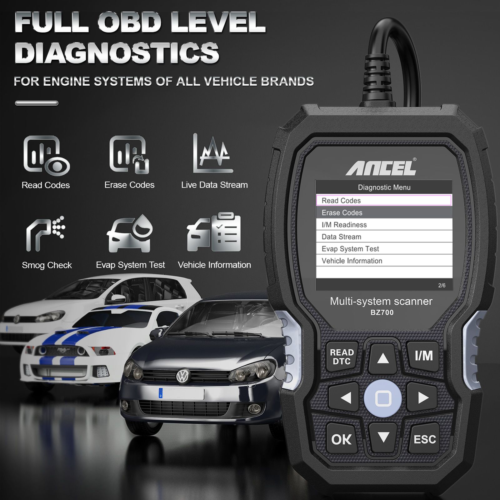 ANCEL BZ700 OBD2 Scanner para Mercedes Benz Todo o Sistema ABS SRS Airbag SAS TPMS Reset Ferramenta de Diagnóstico Do Carro Leitor de Código OBD