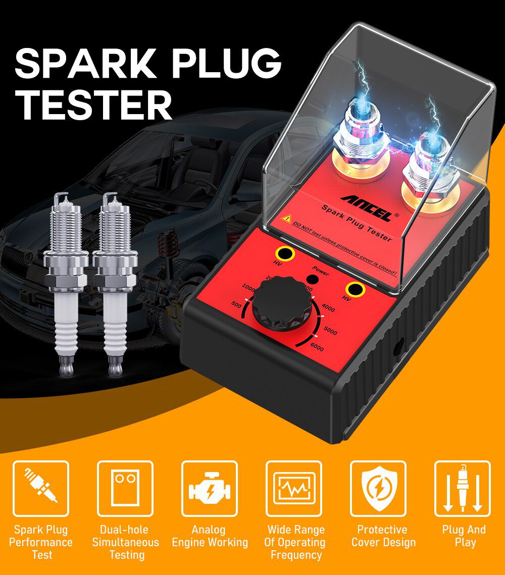 Ancel Car Spark Plug Tester Sistema de Ignição Tester 220V 110V Ferramenta de Diagnóstico Automotivo Double Hole Analyzer Spark Plug Analyzer