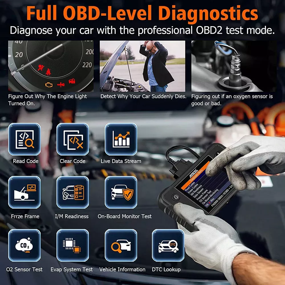 Ferramenta de diagnóstico do carro OBD2 do ANCEL FX2000 do leitor de código do motor do airbag do scanner do automóvel do OBD do ABS SRS ferramentas automotivas da atualização gratuita